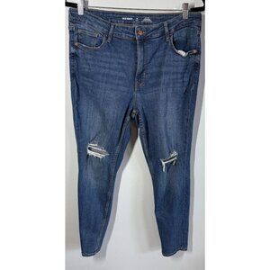 Old Navy Women High Rise Rockstar Super Skinny Jeans 14 Short Distressed Stretch
